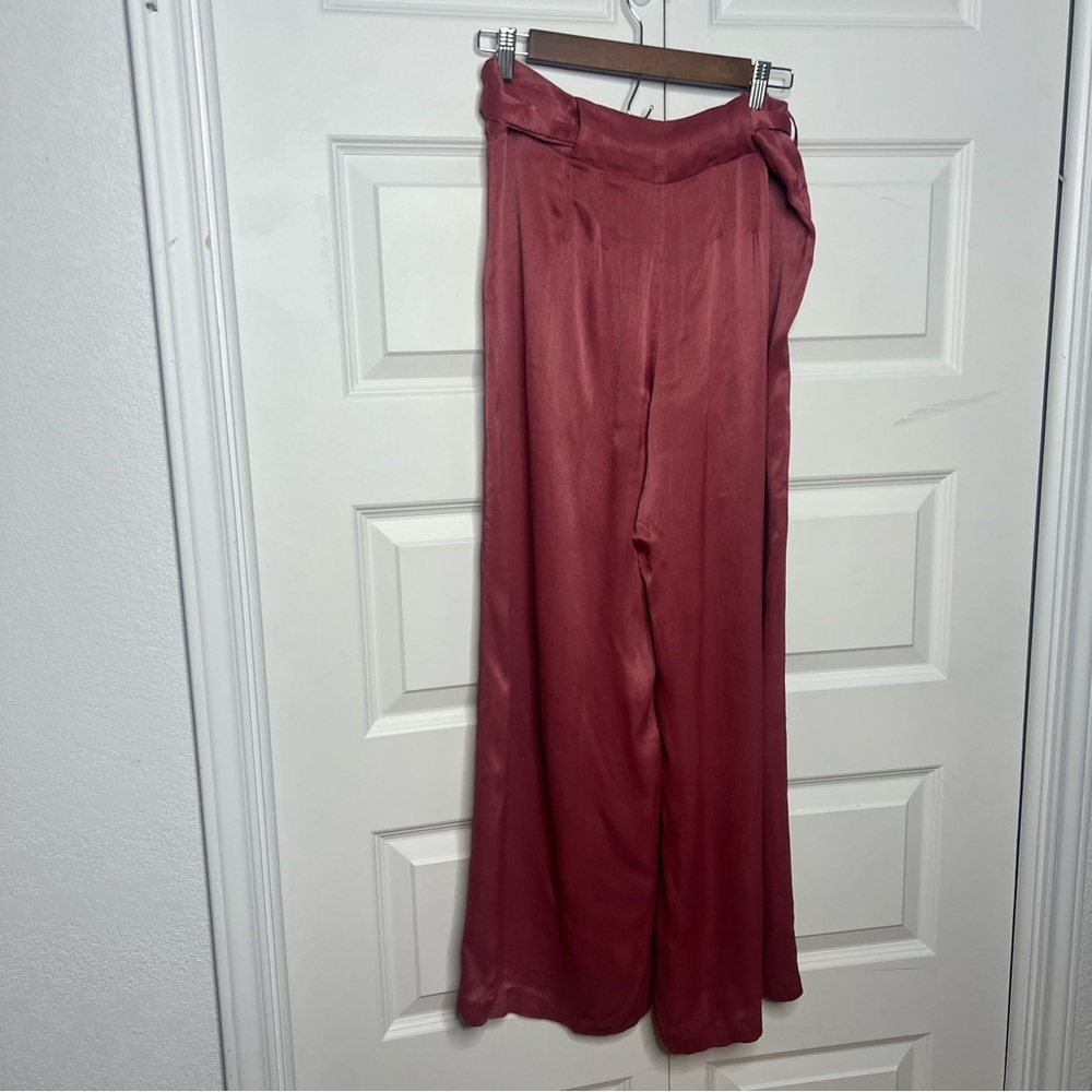 Sundance Wide Leg Pants | Size P4 | Tie Waist | Mauve Pink - Picture 4 of 9